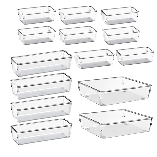 Kit 14 Organizador Multiuso Modular Gavetas Acrílico Cristal e Fume