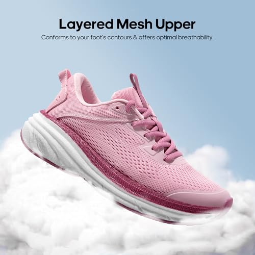 NORTIV 8 Women's Running Walking Tennis Shoes FlexLife Comfortable Cushioning Non-Slip Breathable Athletic Gym Workout Cross Trainer Jogging Sneakers,Size 7.5,Pink,SNRR241W