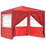Tonnelle de Jardin Pliable, Tente de Réception Pavillon Barnum de Jardin Rouge 250x250x240 cm PE et Acier