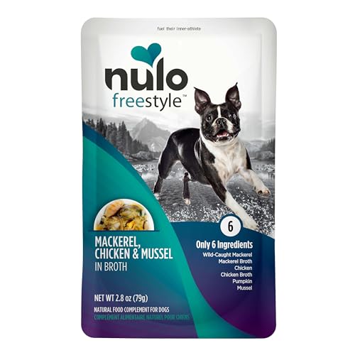 Image of Nulo Freestyle Mackerel, Chicken, & Mussel in Broth Real Meat Dog Food Topper, 2.8 Ounce (Pack of 24)