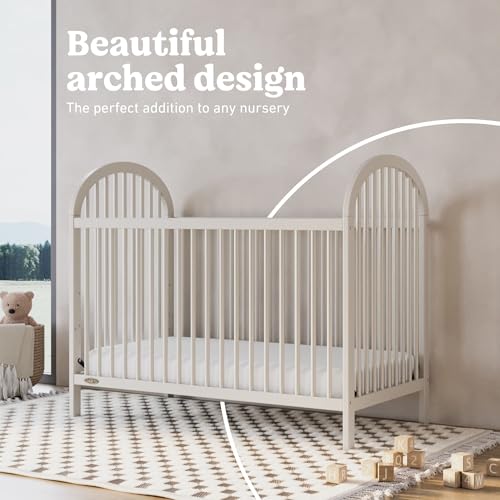 Image of Graco Olivia 3-in-1 Convertible Crib - GREENGUARD Gold Certified, 100% Solid Wood, Fits Standard Baby Crib Mattress, Converts to Toddler Bed and Daybed, 4 Adjustable Mattress Heights (Frosted Oat)