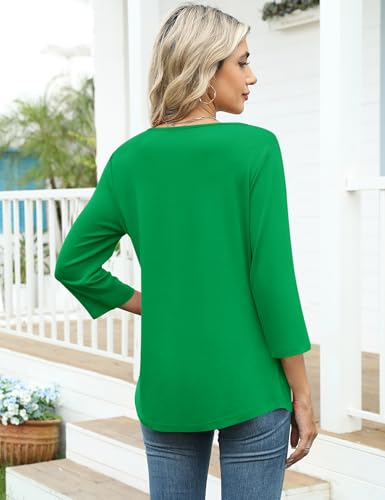 Image of LOMON Womens 3 /4 Length Sleeve T Shirts Asymmetrical Neck Tops Business Blouses for Women Fashion 2026