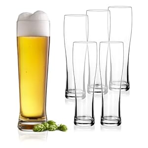 Spetebo Set di 6 Bicchieri da Birra di Frumento Trasparenti – 300 ml – Bicchieri da Birra 0,3 Litri Lavabili in Lavastoviglie