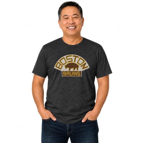 Boston Bruins Retro Logo Heathered T-Shirt Men Women Unisex NHL Fan