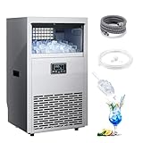 Commercial Ice Maker Machine, 100 lbs/24H Stainless Steel Ice Machine with 29 lbs Storage Capacity, Freestanding & Under Counter Ice Maker with LED Display & Self-Cleaning, for Home Bar Cafe