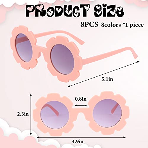 Craftshou 8-Piece Round Flower Sunglasses - Multicolor Flower-Shaped Sunglasses for Kids & Girls2
