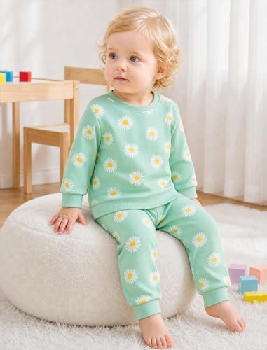 Image of Jecson Baby Girl Clothes Toddler Outfits Quilted Heart Sweatshirt & Jogger Pants Fall Winter Sweatsuit 2Pcs Sets 3M-4T
