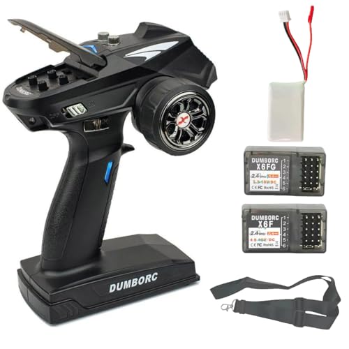 DUMBORC X6 6 Channel Transmitter and Receiver With Battery Remote and X6F X6FG Built-in Gyro Mixed Mode Controller for RC Car/Boat/Tank