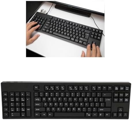 Goshyda Keyboard, 109 Keys Ergonomic Layout Office USB Keyboard, Left Numpad Keyboard with 2 USB Interfaces for Business Accounting Designer