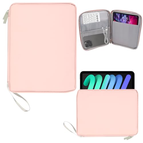Funda para iPad de 11 pulgadas, 29 x 22 x 2 cm, 9 11 pulgadas, funda para iPad 11, con cojín suave, impermeable, almacenamiento de compartimentos, adecuado para guardar tabletas, mini teclado (rosa)