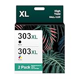 303XL Remanufacturées Cartouches d'encre Remplacement pour HP 303XL 303 XL pour HP Envy Photo 6220 6230 6232 6234 7130 7134 7830 (Noir Tri-Colore, 2-Pack)