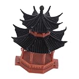 Anneome Miniatur Pagoden Statue aus Kunststoff Robuste Zweistöckige Achteckige Vintage Gartenfigur Dekorativ für Aquarium Bonsai Zen Garten Mikro Landschaft Vielseitig für Büro und Zuhause
