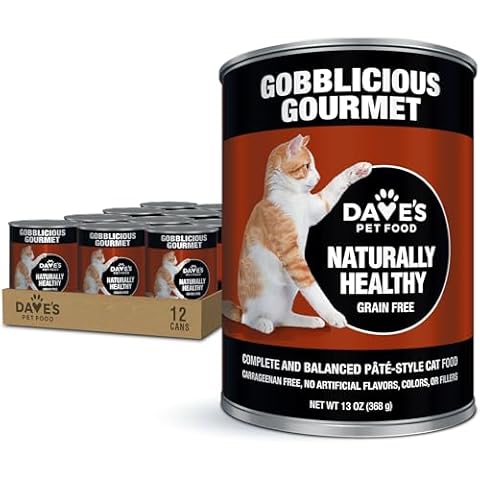 Dave's Pet Food Grain Free Wet Canned Cat Food (Pate, Gobblicious Gourmet), Made in USA Naturally Healthy Wet Cat Food, Added Vitamins & Minerals, Grain-Free, 13 oz Cans (Case of 12) Cover