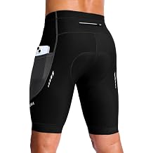 Bikewa Mens 4D Padded Cycling Shorts with Zipper Pockets Reflective Bike Biking Bicycle Shorts for Men