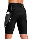 Bikewa Men's 4D Padded Cycling Shorts with Zipper Pockets Reflective Bike Biking Bicycle Shorts for Men(Black/Grey,M)