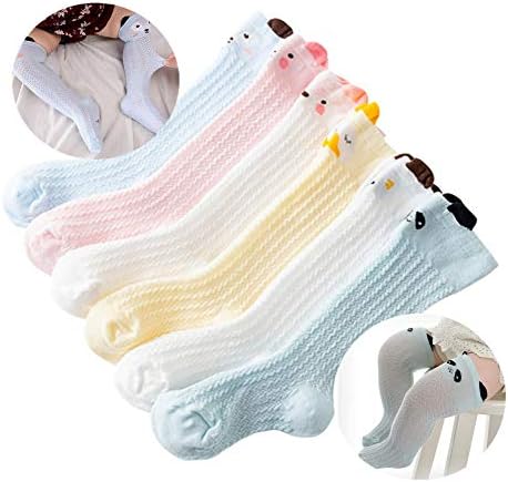 QandSweet Baby Girl Knee-High Socks Toddlers Bow Stockings Newborn Infant Sock (0-12 Months, Multicolor)