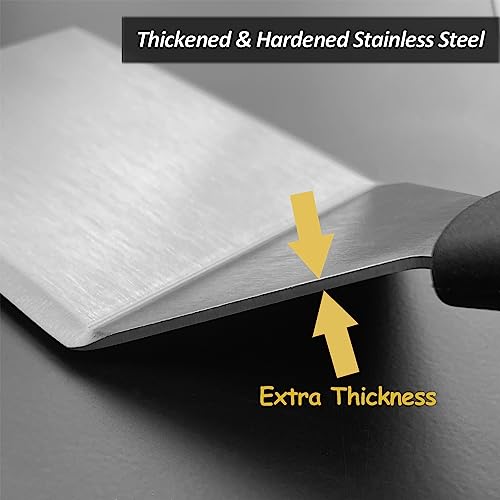Image of Small Spatula for Cast Iron Skillets, Full Tang silicone Handle, Heat Resistant, Commercial Grade Heavy Duty Turner, Press Burger Spatula Turner for Flipper, Cooking, Serving, 2.7 inch Wide