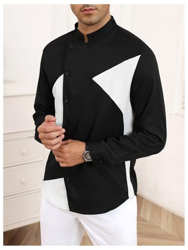 SweatyRocks Men's Button Down Dress Shirt Long Sleeve Business Casual Work Shirt4