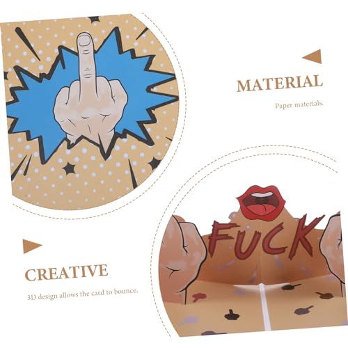 COOPHYA 1 Conjunto Cartão De Dedo Médio Cartões Engraçados Feitos à Mão Cartão Pop-up De Humor Cartã