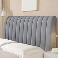 Hoofdbordbekleding met verticale strepen, stofdicht, rekbaar, wasbaar, afneembaar, universele hoes voor slaapkamer, crème, 160 cm