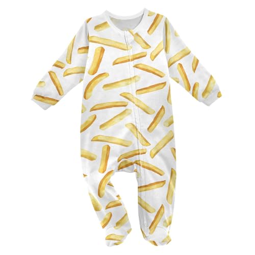 Dussdil French Fries Roasted Potato Chips Baby One-Piece Footies Newborn Rompers Pajamas Cotton Footed Pjs for Sleep Play Boys Girls 6M