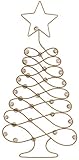 Red Co. Christmas Tree Card Holder Wall Mounted Decorative Rack in Old Gold Finish - 34" H