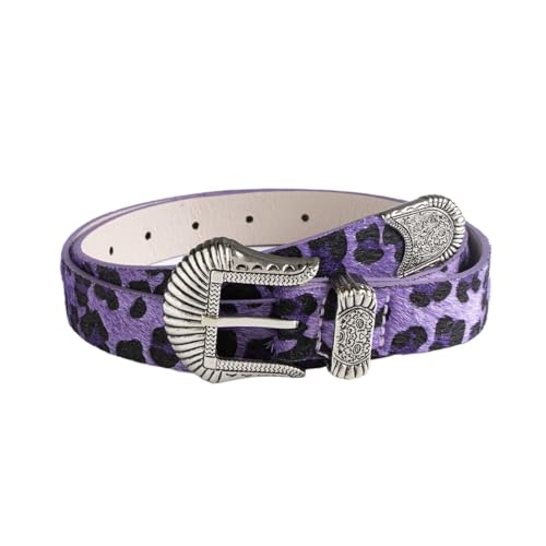 Ladies' 2.5cm wide belt, retro carved leopard print fashionable dopamine western waist buckle belt