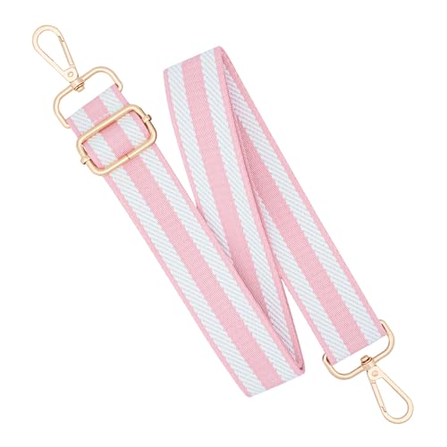 Image of chushui Woven Stripe Purse Straps,Replacement Crossbody Wide Shoulder Adjustable Strap for Bag Handbags,Pink and White and Pink