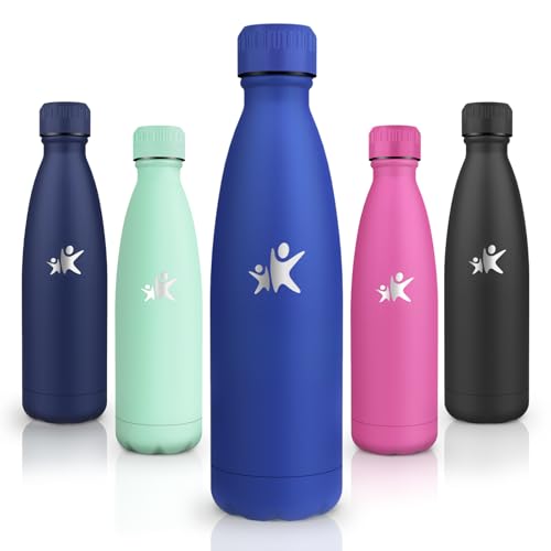 Motswedi Botella Termica, 500ml sin BPA, Botella Agua Acero Inoxidable, a Prueba de Fugas de Doble Pared, Botellas Agua Niños, Mantiene Calor&Frío, para Niños, Deporte, Gimnasio, Azul Marino