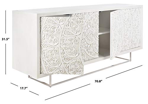 Safavieh Couture Home Collection Salvatore White Hand Carved Storage Buffet Sideboard #TOP1