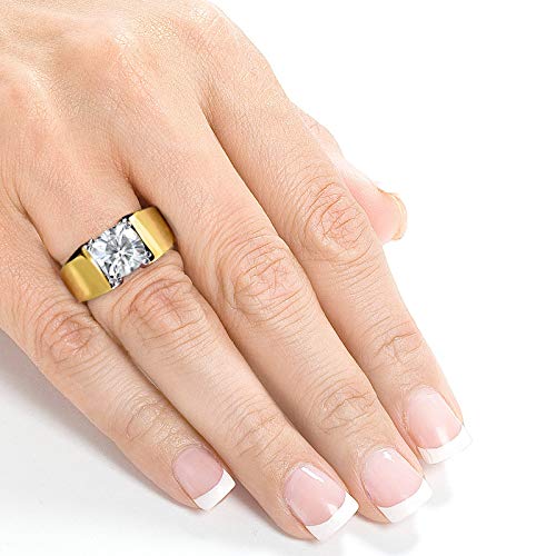 Kobelli Cushion Solitaire Moissanite Extra Wide Engagement Ring 2 CTW 14k Yellow Gold2