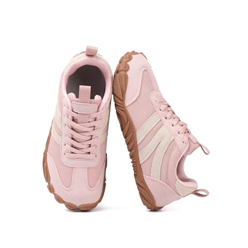 AONETIGER Barfußschuhe Herren Damen Breite Zehenbox Barfuss Schuhe Outdoor Minimalistische Traillaufschuhe Leichte Walkingschuhe Barfuß Sneaker Zero-Drop Sohle (Rosa,41EU)