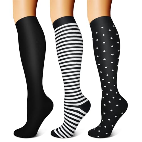 Image of FEYHAY Copper Compression Socks (3 Pairs) 15-20 mmHg Circulation is Best Athletic & Daily for Men & Women, Running, Climbing