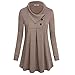 Produktbild Damen Langarmshirt Sweatshirt Revers Tunika Swallowtail Pullover Mode Elegant Wunderschön Casual Kleidung Bluse Tops Outwear Mode T Shirt Oberteil (B-Kaffee, XL)