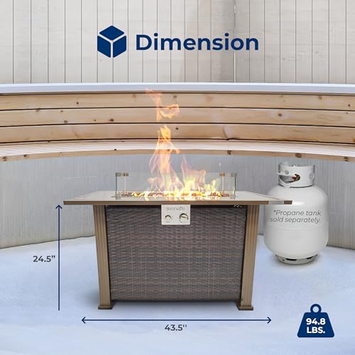 Outdoor Propane Fire Pit Table CSA Approved Safe 50,000BTU Auto