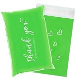 JinRuiKJ Thank You Poly Mailer 6x9 Inch 100 PCS Packaging Bags Green Envelopes with Self Adhesive, W