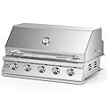 Hygrill 40-Inch Built In Grill, Stainless Steel 5-Burner Grill Head for Outdoor Kitchen, Natural Gas