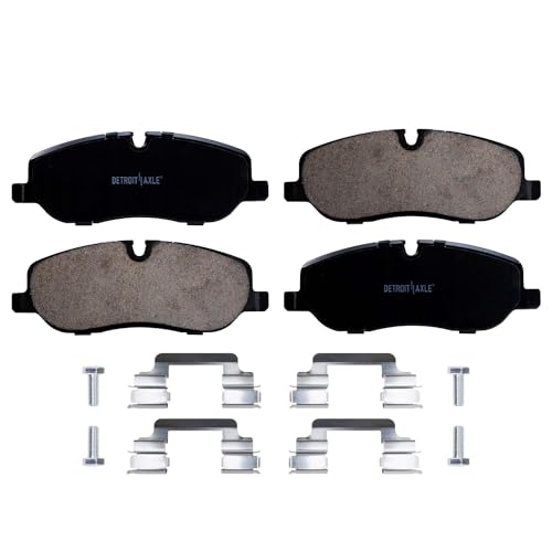 Image of Detroit Axle - Brake Kit for 2005-2009 Land Rover LR3 2006-2009 Range Rover Sport Drilled and Slotted Disc Brakes Rotors Ceramic Brake Pads with Hardware 2007 2008 Replacement: 13.28 inch inch Front Rotor
