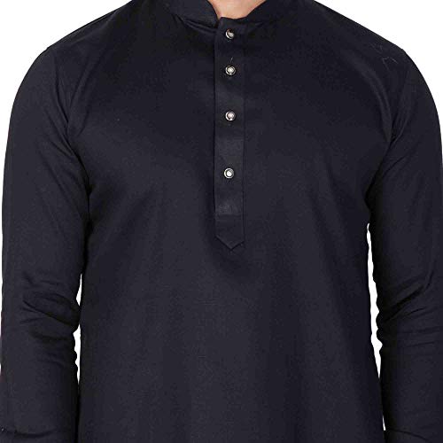 Image of VASTRAMAY Men Soft Cotton Kurta with Buttoned Cuff & Churidar Pyjama Set - Comfortable Ethnic Wear for Eid, Holi, Weddings & Festive Occasions - Stylish Traditional Cotton Kurta Pyjama