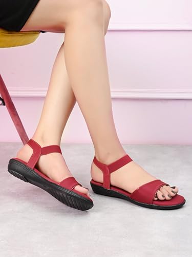 Image of XE Looks Brown Flat Sandals for Women | Broad Front Strap with Secure Back Support | Minimalist Casual Design | Lightweight & Comfortable For Girls