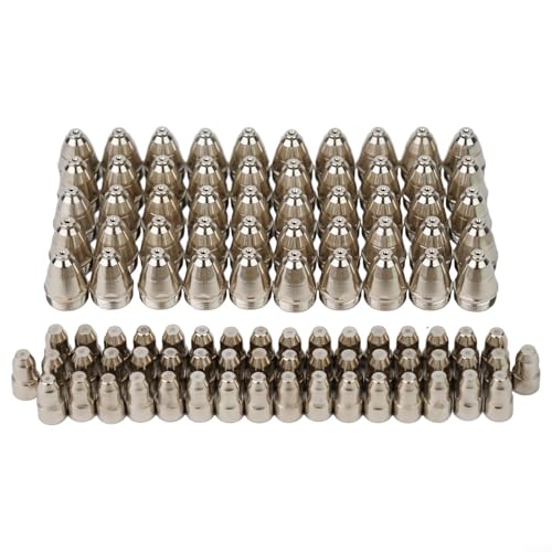 Kit de 100 consumibles de corte de plasma P80, 50 electrodos de cobre con inserto de hafnio y 50 boquillas CuCrZr de 1,5 mm, compatible con aire CUT-70/80/100/120 (1,3 mm)