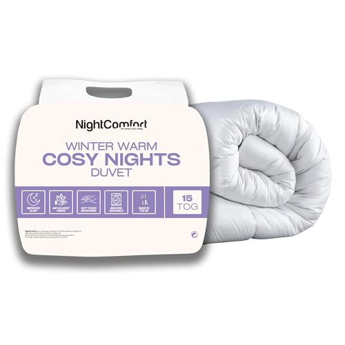 Night Comfort Winter Warm Ultra Snuggle 15 Tog Single Duvet - Anti-Allergy Skin Friendly Breathable Soft & Thick Hollowfibre Duvet SingleQuilt Perfect for Cold Nights - (135 x 200cm)