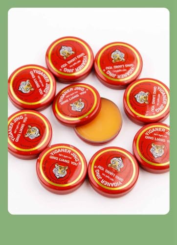 QINGFANGLI Tiger Head Menthol Balm Chinese Balm with The Effect of Relieving Headaches Heatstroke Motion Sickness and Preventing Mosquito Bites.0.1oz 10 Pack/Box