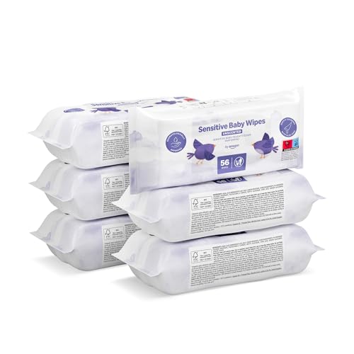 by Amazon Sensitive Baby Wipes, Unscented, 336 Wipes, Pack of 6 x 56 (Previously a Mama Bear brand, Same Product)