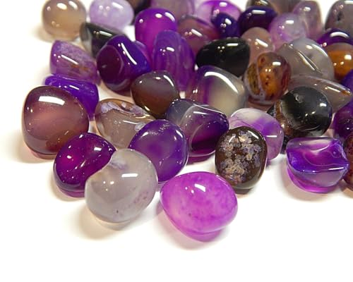 Pack of 50 Agate Gemstones Semi-Precious Stones Beads 9 mm ~ 15 mm Tumbled Stones Gemstone Semi-Precious Stone for Gemstone Game for Treasure Hunting and Decoration (Purple Purple) - Image 2