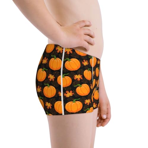 Boys' Cotton Boxer Brief Soft Underwear-Orange Pumpkin And Autumn Maple2