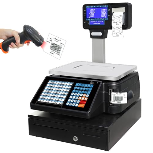 Báscula electrónica comercial con impresora y pantalla doble miniatura 1