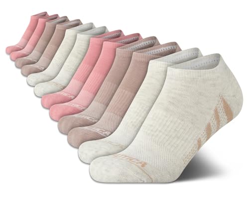 Image of Nautica Womens No Show Socks Moisture Wicking Low Cut Ankle Socks, 12 Pack | Moisture Wicking Dri-Motion Fabric, Cushioned Key Areas, Banded Arch Support, No Show Low Cut, Shoe Size 4-10