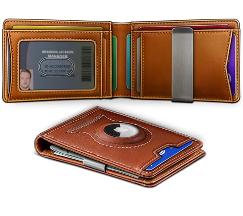 BULLIANT Men Airtag Wallet,Slim Wallet RFID Blocken for Gift Men 11Cards-Seamless Apple Airtag Compatible