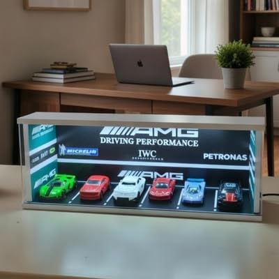 Image of Art Monk Premium Luxury Car Diorama Display Case with LED Lighting | AMG Driving Performance Garage Theme | Wooden Diecast Car Display